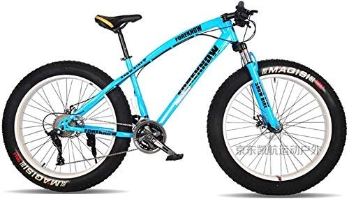 Fat Tyre Bike : GQQ Mountain Bikes, 24-Inch Fat Tire Hardtail Variable Speed Bicycle, Dual Suspension Frame and Suspension Fork Mountain Terrain, C, 21 Speed, F