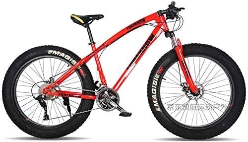Fat Tyre Bike : GQQ Mountain Bikes, 26-Inch Fat Tire Hardtail Variable Speed Bicycle, Dual Suspension Frame and Suspension Fork Mountain Terrain, B, 27 Speed, B, 27 Speed