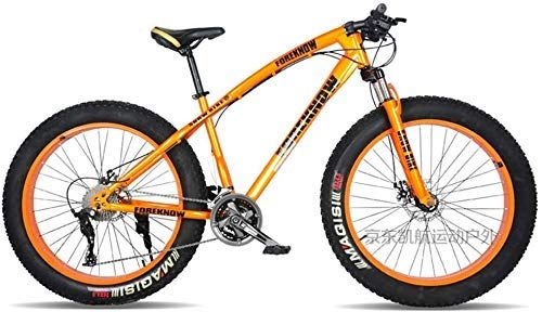 Fat Tyre Bike : GQQ Mountain Bikes, 26-Inch Fat Tire Hardtail Variable Speed Bicycle, Dual Suspension Frame and Suspension Fork Mountain Terrain, B, 27 Speed, E