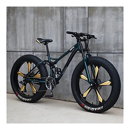 Fat Tyre Bike : GUHUIHE 26 Inch Wheel 27 Speed Adult Mountain Fat Bike Variable Speed Road Bicycle Off-road Snowmobile Men Outdoor Ride MTB (Color : Cyanblue 5 knife, Size : 21 Speed)