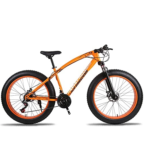 Fat Tyre Bike : GUHUIHE 26" Orange flame bicycle snow bicycle 27 speed double disc brake wide tire cross country speed mountain bike (Color : QL009 A, Size : 26 * 17(165 175cm))