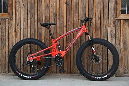 Fat Tyre Bike : GuiSoHn 24 Inch Fat Tires Bike Adult Snow Beaches Mountain Bikes 7 / 21 / 24 / 27 Speed Outdoor Sport Disc Brake Carbon Steel Student Bicycle