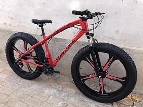 Fat Tyre Bike : GuiSoHn 26 Inch Snow Bike 24 Speed Fat Tire Double Disc Brake 4.0 Tire Beach Mountain Bike