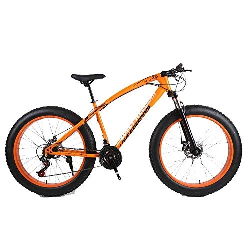 Fat Tyre Bike : GUOCAO Outdoor sports Fat Bike, 26 inch cross country mountain bike 27 speed beach snow mountain 4.0 big tires adult outdoor riding Outdoor (Color : Orange)