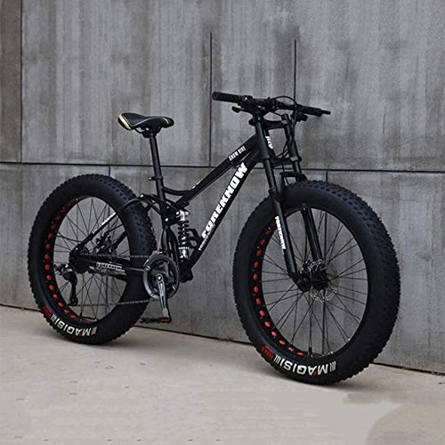 Fat Tyre Bike : H-ei Mountain Bike, 26 Inch 7 / 21 / 24 / 27 Speed Bicycle, Men Women Student Variable Speed Bike, Fat Tire Mens Mountain Bike (Color : Black, Size : 27 speed)