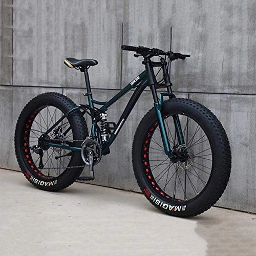 Fat Tyre Bike : H-ei Mountain Bike, 26 Inch 7 / 21 / 24 / 27 Speed Bicycle, Men Women Student Variable Speed Bike, Fat Tire Mens Mountain Bike (Color : Cyan, Size : 21 speed)