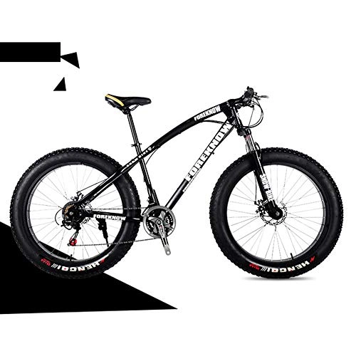 Fat Tyre Bike : Hadishi 26In Dual-Suspension Mountain Bikes with Dual Disc Brake for Adults Men Women, High-Carbon Steel Mountain Trail Bike-All Terrain Anti-Slip Fat Tire Mountain Bicycle, Black, 26inch 21speed