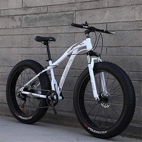 Fat Tyre Bike : HCMNME durable bicycle 24 Inch Fat Tire Mountain Bike Adult, Beach Snow Bike, Double Disc Brake Cruiser Bikes, Mountain Bike Mens 4.0 Wide Wheels Alloy frame with Disc Brakes