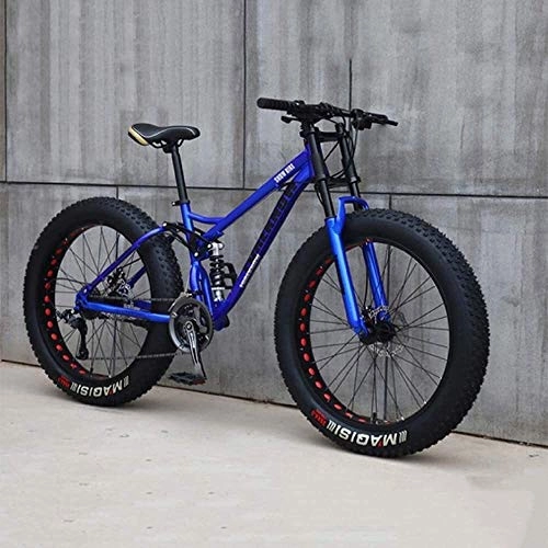 Fat Tyre Bike : HongTeng Mountain Bike, 26 Inch 7 / 21 / 24 / 27 Speed Bicycle, Men Women Student Variable Speed Bike, Fat Tire Mens Mountain Bike (Color : Blue, Size : 21 speed)