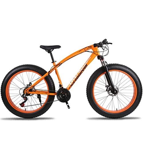 Fat Tyre Bike : JLFSDB 26 Inch Mountain Bicycles 21 / 24 / 30 Speeds Lightweight Aluminium Alloy Frame Full Suspension Disc Brake (Color : Orange, Size : 24speed)