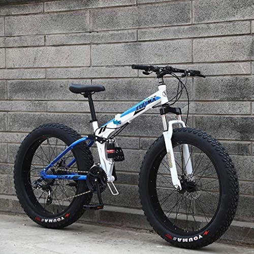 Fat Tyre Bike : JYTFZD WENHAO Mountain Bikes, 20Inch Fat Tire Hardtail Men's Mountain Bike, Dual Suspension Frame and Suspension Fork All Terrain Mountain Bicycle Adult (Color : Blue)