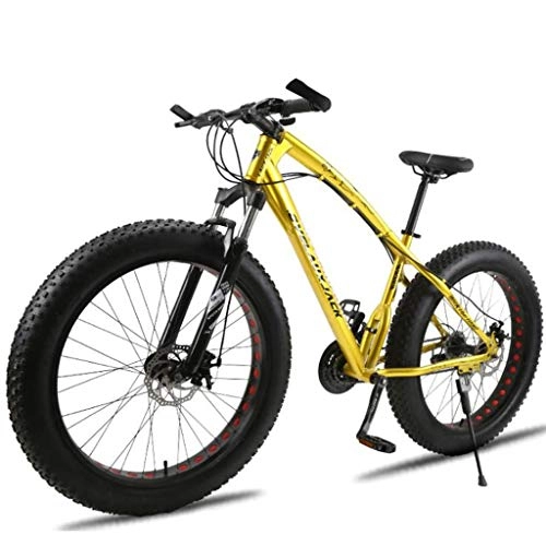 Fat Tyre Bike : Kays 26 Inch Mountain Bicycles 7 / 21 / 24 / 30 Speeds Lightweight Aluminium Alloy Frame Full Suspension Disc Brake (Color : Gold, Size : 27speed)