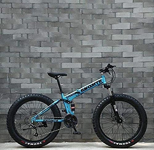 Fat Tyre Bike : KRXLL Fat Tire Adult Mountain Bike Double Disc Brake / Cruiser Bikes Beach Snowmobile Bicycle 24 Inch Aluminum Alloy Wheels-Blue_24 speed