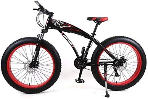 Fat Tyre Bike : LBWT 26 Inch Mountain Bike, Off-road Bicycles, High Carbon Steel, 7 / 21 / 24 / 27 Speeds, With Disc Brakes And Suspension Fork, Gifts (Color : D, Size : 24 Speed)