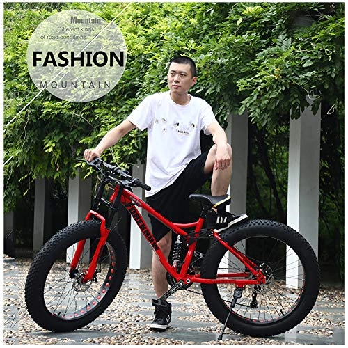 Fat Tyre Bike : LDLL 26 Inch Mountain Bikes, Adult Boys Girls Fat Tire Mountain Trail Bike, Double shock MTB Bicycle, High-carbon Steel Frame, 7 / 21 / 24 / 27 Speed