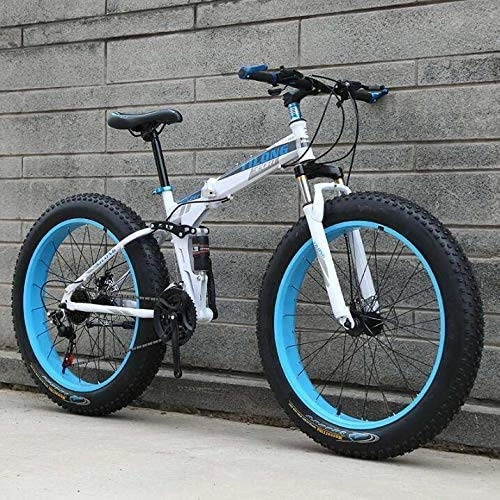 Fat Tyre Bike : Leifeng Tower Lightweight Fat Tire Bike for For Men Women, Folding Mountain Bike Bicycle, High Carbon Steel Frame, Hardtail Dual Suspension Frame, Dual Disc Brake Inventory clearance