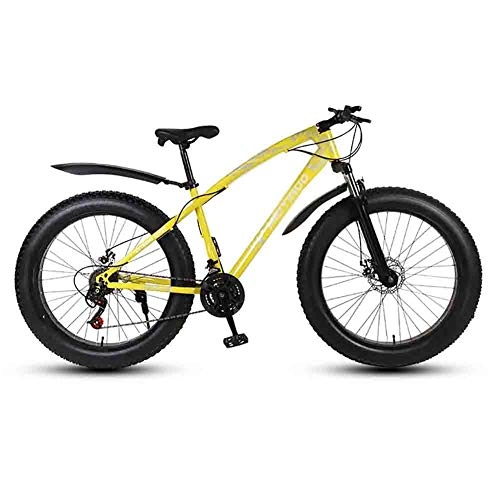 Fat Tyre Bike : LILIS Mountain Bike Folding Bike Bicycle MTB Adult Beach Bike Snowmobile Bicycles Mountain Bikes For Men And Women 26IN Wheels Double Disc Brake (Color : Yellow, Size : 21 speed)