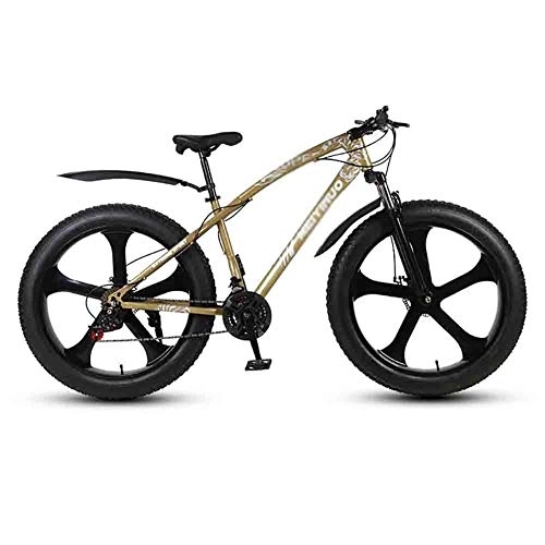 Fat Tyre Bike : LILIS Mountain Bike Folding Bike Bicycle MTB Adult Mountain Bikes Beach Bike Snowmobile Bicycles Big Tire For Men And Women 26IN Wheels Double Disc Brake (Color : Gold, Size : 21 speed)