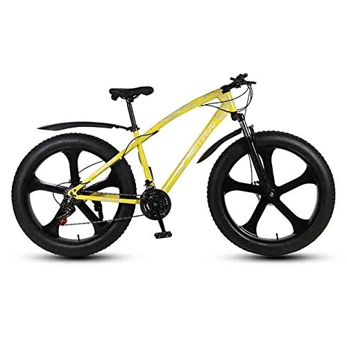 Fat Tyre Bike : LILIS Mountain Bike Folding Bike Bicycle MTB Adult Mountain Bikes Beach Bike Snowmobile Bicycles Big Tire For Men And Women 26IN Wheels Double Disc Brake (Color : Yellow, Size : 24 speed)