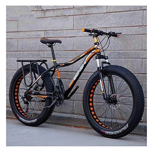 Fat Tyre Bike : LILIS Mountain Bike Folding Bike Fat Tire Bike Adult Road Bikes Bicycle Beach Snowmobile Bicycles For Men Women (Color : Orange, Size : 24in)