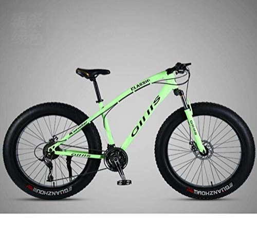 Fat Tyre Bike : LUO Bicycle, 26 inch Bicycle Mountain Bike Hardtail for Men's Womens, Fat Tire MTB Bikes, High-Carbon Steel Frame, Shock-Absorbing Front Fork and Dual Disc Brake, Orange, 30 Speed, Green, 24 Speed