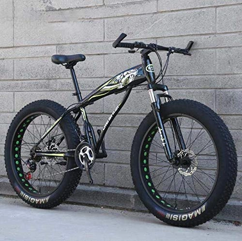 Fat Tyre Bike : LUO Bicycle, Fat Tire Mountain Bike Bicycle for Men Women, Hardtail MBT Bike, High-Carbon Steel Frame and Shock-Absorbing Front Fork, Dual Disc Brake, A, 26 inch 24 Speed, E, 24 inch 24 Speed