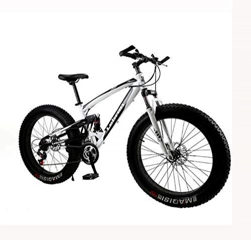 Fat Tyre Bike : LUO Bicycle, Fat Tire Mountain Bike Bicycle for Men Women, with Full Suspension MBT Bikes Lightweight High Carbon Steel Frame and Double Disc Brake, E, 26 inch 7 Speed, D, 24 inch 30 Speed