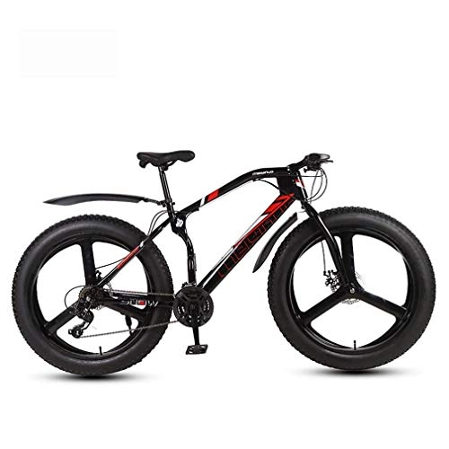 Fat Tyre Bike : LUO Bike，Mens Adult Fat Tire Mountain Bike, Bionic Front Fork Beach Snow Bikes, Double Disc Brake Cruiser Bicycle, 26 inch Wheels, B, 21 Speed, B, 27 Speed