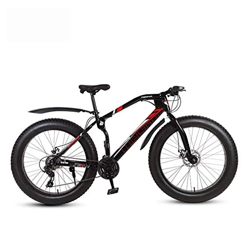Fat Tyre Bike : LUO Bike，Mens Adult Fat Tire Mountain Bike, Bionic Front Fork Cruiser Bicycle, Double Disc Brake Beach Snow Bikes, 26 inch Wheels, E, 27 Speed, A, 27 Speed