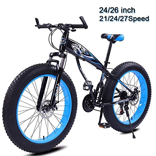 Fat Tyre Bike : LYRWISHJD 24" 26 Inch Fat Tire Hard Tail Mountain Bike Mountain Bikes Exercise Bikes Adjustable Seat And Handle Snow Bike Dual Disc Brakes Mountain Bicycle (Color : 21 Speed, Size : 26inch)