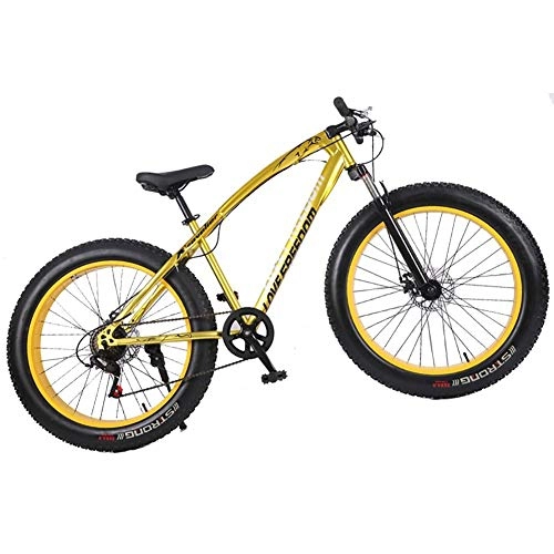 Fat Tyre Bike : LYRWISHJD 26 Inch Wheel 27 Speed Mountain Bikes Cruiser Bicycle Professional Mountain Trail Bike Cycling Road Bikes Disc Dual Brakes For Outdoor Off-road (Color : Yellow, Speed : 27 Speed)