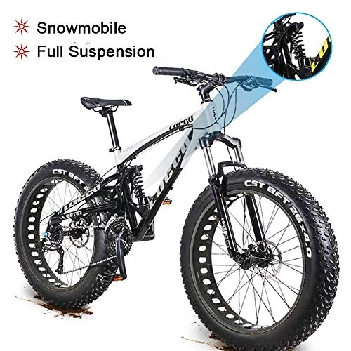 Fat Tyre Bike : LYRWISHJD 4.0 Fat Tire Mountain Trail Bike Soft Tail Bikes Cruiser Bicycle Dual Disc Brakes Adjustable Seat Aluminum Alloy Frame For Snow And Beach Unisex (Color : White, Size : 26inch-27Speed)