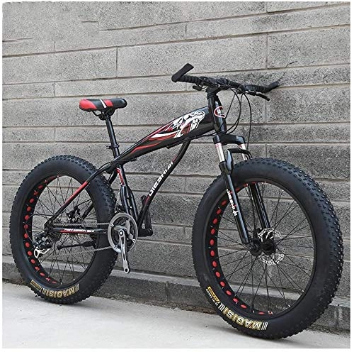 Fat Tyre Bike : Lyyy Adult Mountain Bikes, Boys Girls Fat Tire Mountain Trail Bike, Dual Disc Brake Hardtail Mountain Bike, High-carbon Steel Frame, Bicycle YCHAOYUE (Color : Red C, Size : 24 Inch 21 Speed)