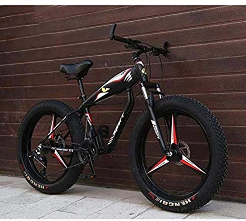 Fat Tyre Bike : MJY 26 inch Wheels Mountain Bike Bicycle for Adults, Fat Tire Hardtail MBT Bike, High-Carbon Steel Frame, Dual Disc Brake 6-27, 21 Speed