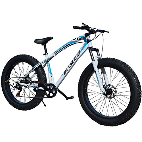 Fat Tyre Bike : Mountain Bike 26 Inch Fat Tire High-Carbon Steel Frame And Shock Absorber Fork Mountain Bike 27-Speed Double Disc Brake Bicycles Unisex Adult Student Outdoors ( Size : 26 inch , Speed : 27 Speed )
