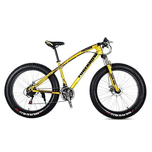 Fat Tyre Bike : Mountain Bike，Adult Road Bicycle 24 Inch 21 / 24 / 27 Speed Men Woman Oil Spring Fork Front Fork Ride yellow- 20 27 speed