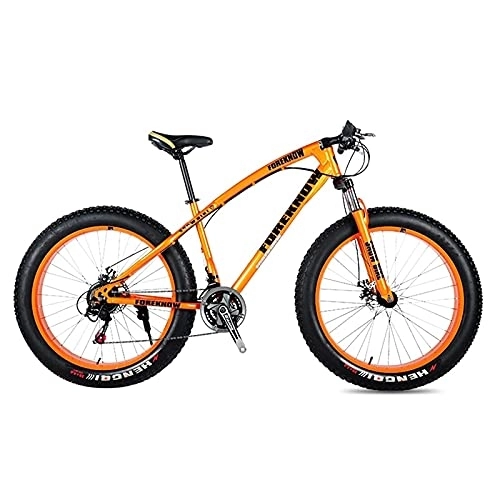 Fat Tyre Bike : Mountain Bike, Road Bike, Adult 24 Inch 21 / 24 / 27 Speed Men's Women's Oil Spring Fork Front Fork Blue-20 21 Speeds (Orange 26 21 Speeds)