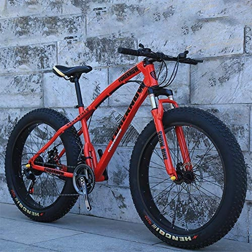 Fat Tyre Bike : Movement High Grade Style 'Snow Bike Cycle Fat Tyre, 26 / 24 Inch Double Disc Brake Mountain Snow Beach Fat Tire Variable Speed Bicycle, Bike Features Lasting Tyres, Red, Outdoor cycling ( Color : 24 )