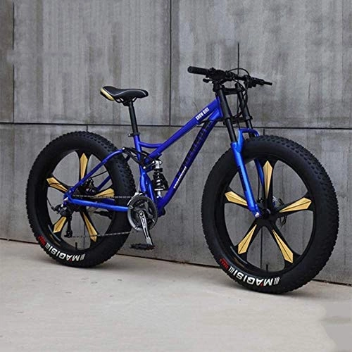 Fat Tyre Bike : NDYD Bicycle, Mountain Bike, 26 Inch 7 / 21 / 24 / 27 Speed Bike, Men Women Student Variable Speed Bike, Fat Tire Mens Mountain Bike DSB (Color : Blue, Size : 7 Speed)