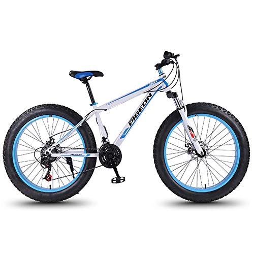 Fat Tyre Bike : NENGGE 24 Speed Mountain Bikes, 27.5 Inch Fat Tire Mountain Trail Bike, High-carbon Steel Frame, Men's Womens All Terrain Mountain Bike with Dual Disc Brake, White