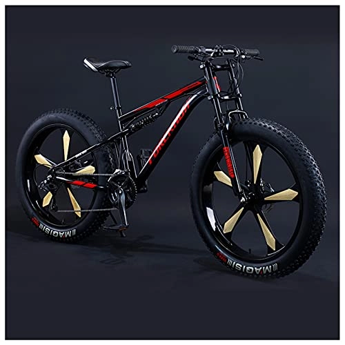 Fat Tyre Bike : NENGGE 26 Inch Mountain Bikes, Adult Boys Girls Fat Tire Mountain Trail Bike, Dual-Suspension Bicycle, High-Carbon Steel Frame, Anti-Slip Off-Road Bikes, Black 5 Spoke, 30 Speed