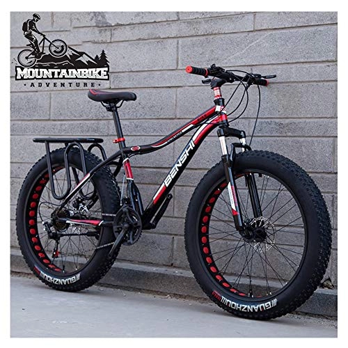 Fat Tyre Bike : NENGGE Hardtail Mountain Bike with Front Suspension Mechanical Disc Brake for Adults Men Women, High-carbon Steel All Terrain Fat Tire Mountain Bike, Anti-Slip Bicycle, Black 2, 26 Inch 27 Speed