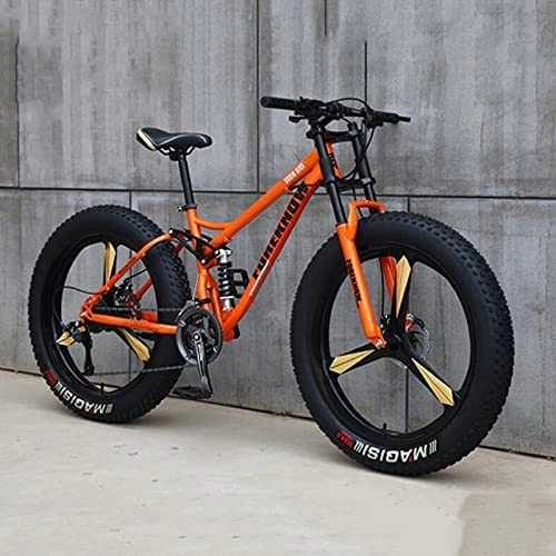 Fat Tyre Bike : PBTRM Men / Women Fat Tire Mountain Trail Bike, 26-Inch Wheels Adult Mountain Bike, Dual Disc Brake Bicycle, High-Carbon Steel Frame Fat Tire Mountain Trail Bike, Anti-Slip Bikes, E, 24