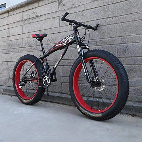 Fat Tyre Bike : QinnLiuu Snow Bike Double Disc Brake Wide Wheel Mountain Bike 26 / 24 Inch Adult Full Shock Absorber Adult Fat Tire Road Speed Frame Downhill Snow Mountain Bike, 3, 24 inch 24 speed