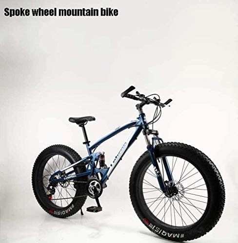 Fat Tyre Bike : QZ Adult Fat Tire Mountain Bike, Snow Bikes, Double Disc Brake Beach Cruiser Bikes, Men All-Terrain Full Suspension Bicycle, 4.0 Wide 26 Inch Wheels (Color : A, Size : 30 speed)