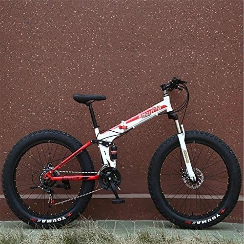 Fat Tyre Bike : Snow Bike Folding Double Shock Absorption Variable Speed Disc Brake Mountain Bike 26 Inch 4.0 Wide Wheel Fat Tire Mountain Bike Bicycle Adult, C, 26IN