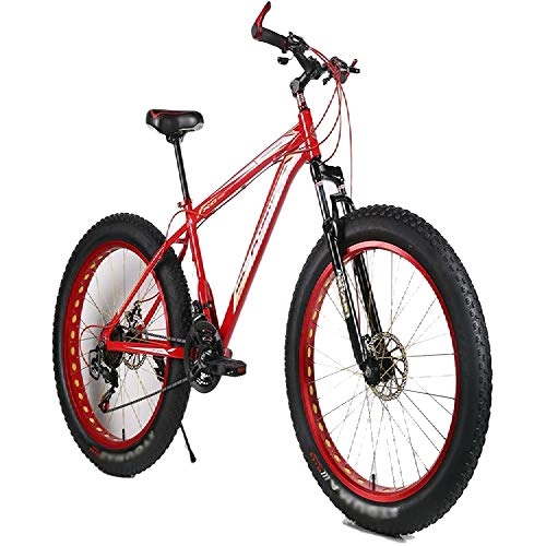 Fat Tyre Bike : TSTZJ Mountain Bikes Bicycles 21 speeds Lightweight Aluminium Alloy Frame Disc Brake Off-road beach snow widened tires 4.0 speed mountain bike, red-26