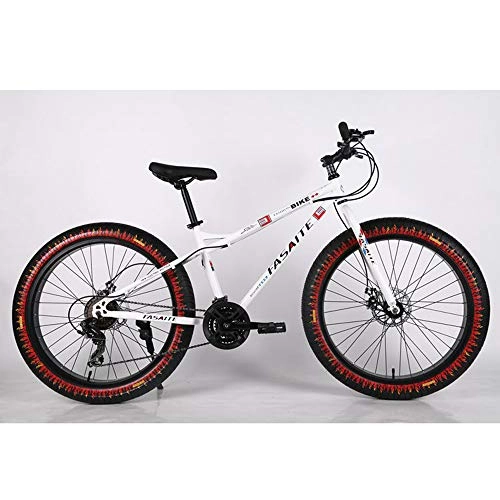 Fat Tyre Bike : VANYA Mountain Bike 26 Inches 30 Speed Off-Road Beach Bike Snowmobile 4.0 Big Tire Wide Tire Adult Bicycle, White