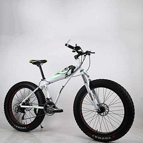 Fat Tyre Bike : VANYA Suspension Mountain Bike 26 Inch 24 Speed Double Disc Brake 4.0 Big Tire Snowmobile Adult Beach Bicycle, White