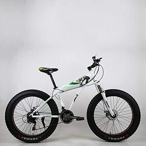 Fat Tyre Bike : VANYA Widened Tire Mountain Bike 26 Inch Aluminum Alloy 7 Speed Lightweight Shock Absorption Snowmobile Beach Bicycle, White